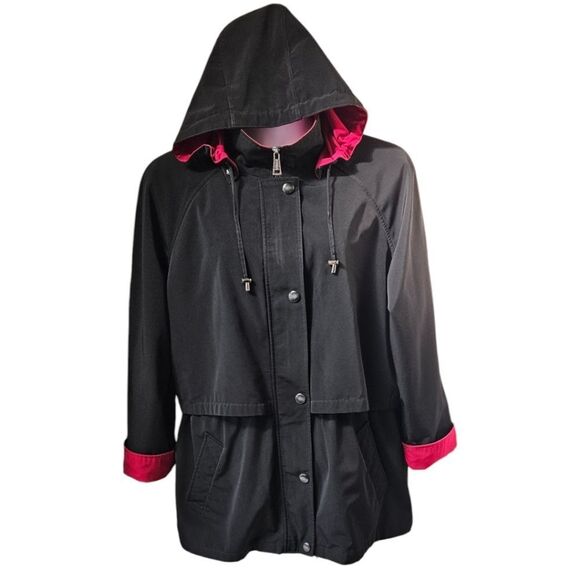 NAUTICA PLUS SIZE Maroon & Black Hooded Zip InLiner Waterproof Jacket Size 2X 3X - Picture 2 of 16